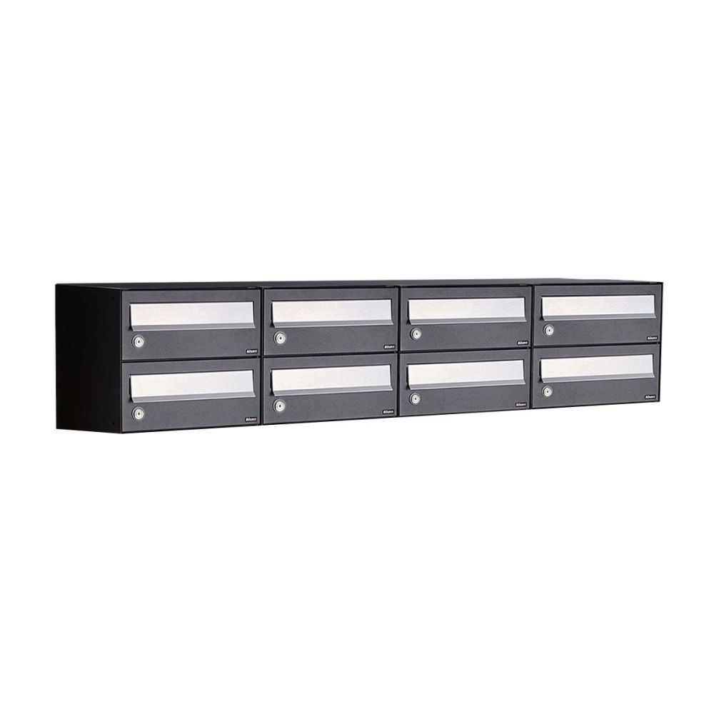 Brievenbusunit Hive set wand 4-breed, 2-hoog - zwart
