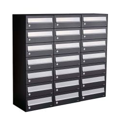 Brievenbusunit Hive set wand 3-breed, 7-hoog - zwart