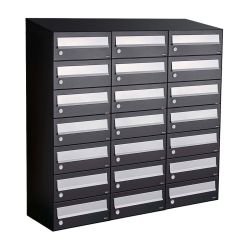 Brievenbusunit Hive set wand 3-breed, 7-hoog - zwart