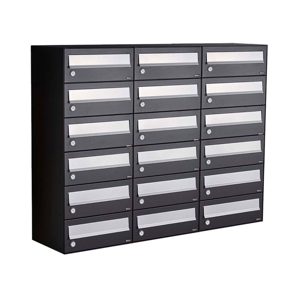 Brievenbusunit Hive set wand 3-breed, 6-hoog - zwart