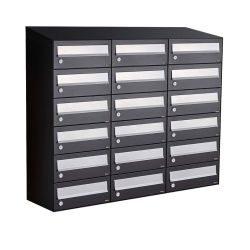 Brievenbusunit Hive set wand 3-breed, 6-hoog - zwart