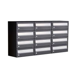 Brievenbusunit Hive set wand 3-breed, 4-hoog - zwart