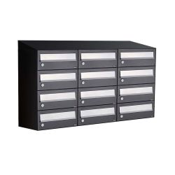 Brievenbusunit Hive set wand 3-breed, 4-hoog - zwart