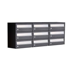 Brievenbusunit Hive set wand 3-breed, 3-hoog - zwart