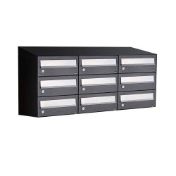 Brievenbusunit Hive set wand 3-breed, 3-hoog - zwart
