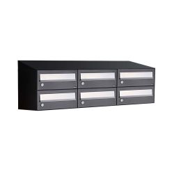 Brievenbusunit Hive set wand 3-breed, 2-hoog - zwart