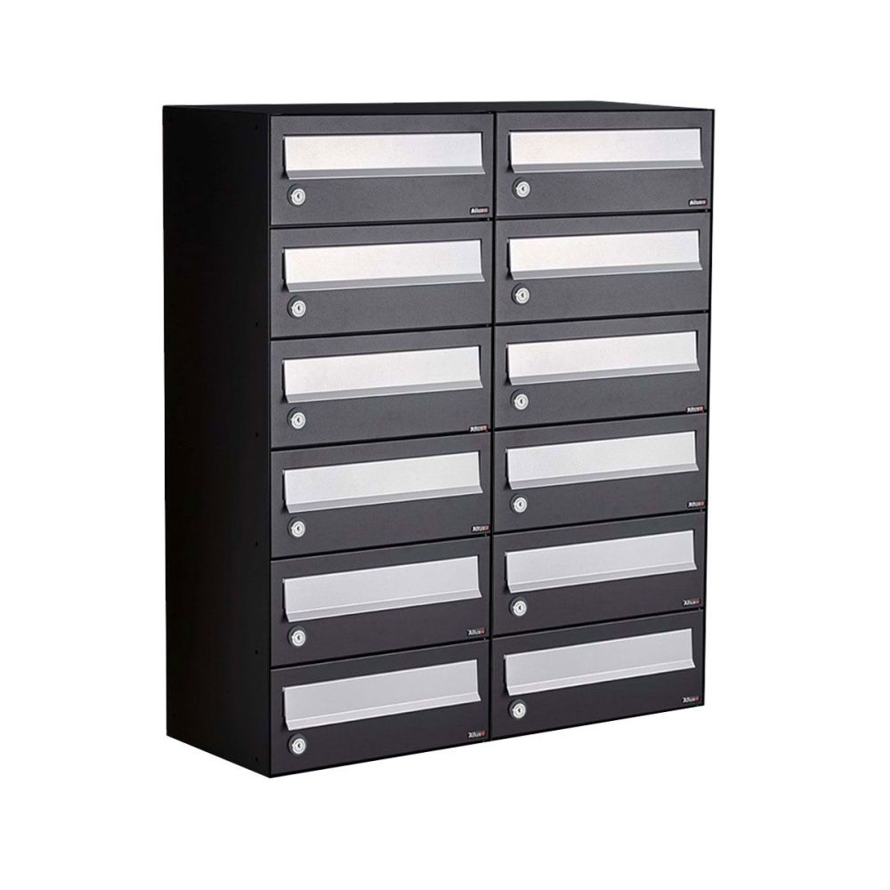 Brievenbusunit Hive set wand 2-breed, 6-hoog - zwart
