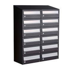 Brievenbusunit Hive set wand 2-breed, 6-hoog - zwart