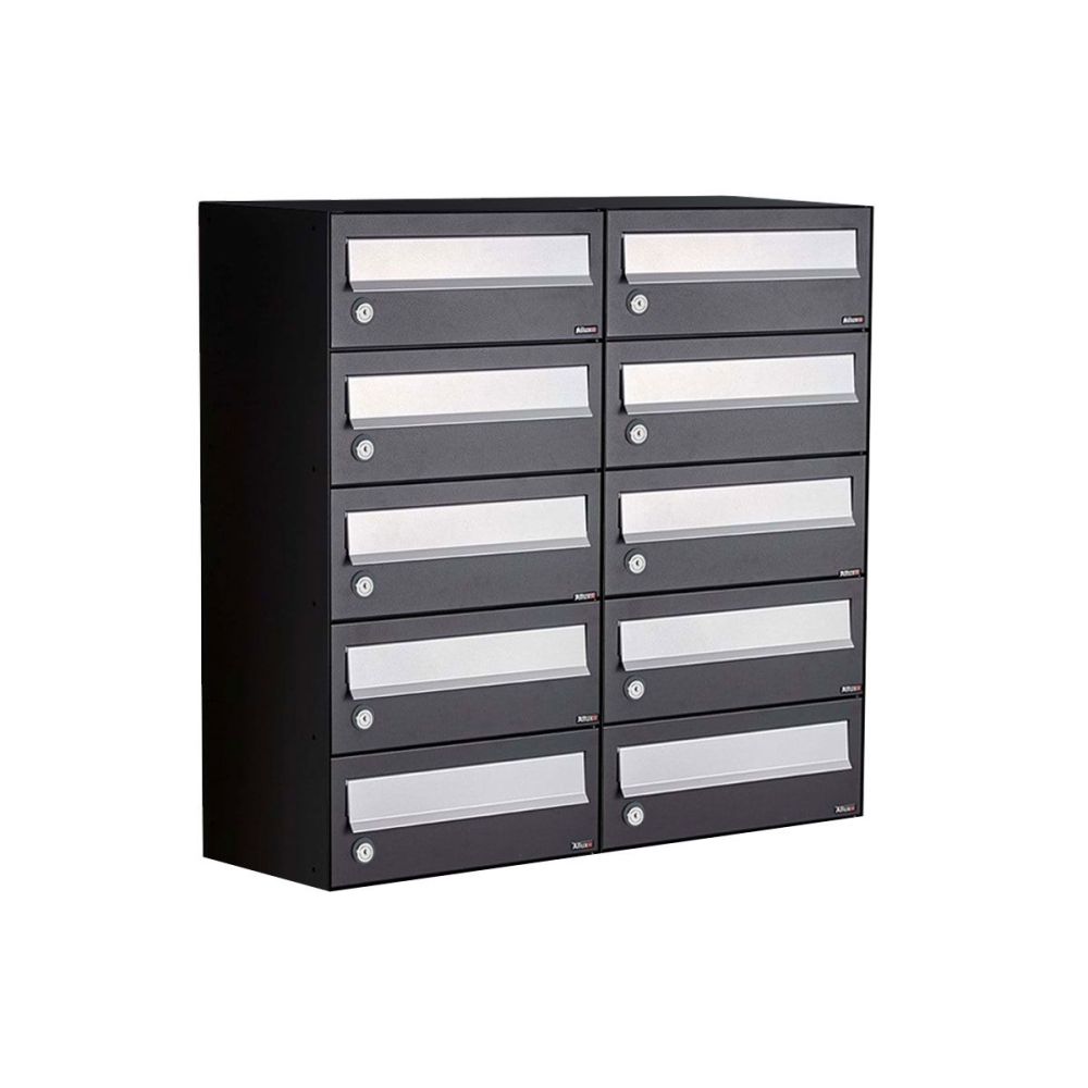 Brievenbusunit Hive set wand 2-breed, 5-hoog - zwart