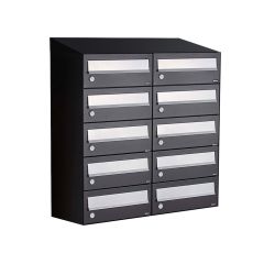Brievenbusunit Hive set wand 2-breed, 5-hoog - zwart