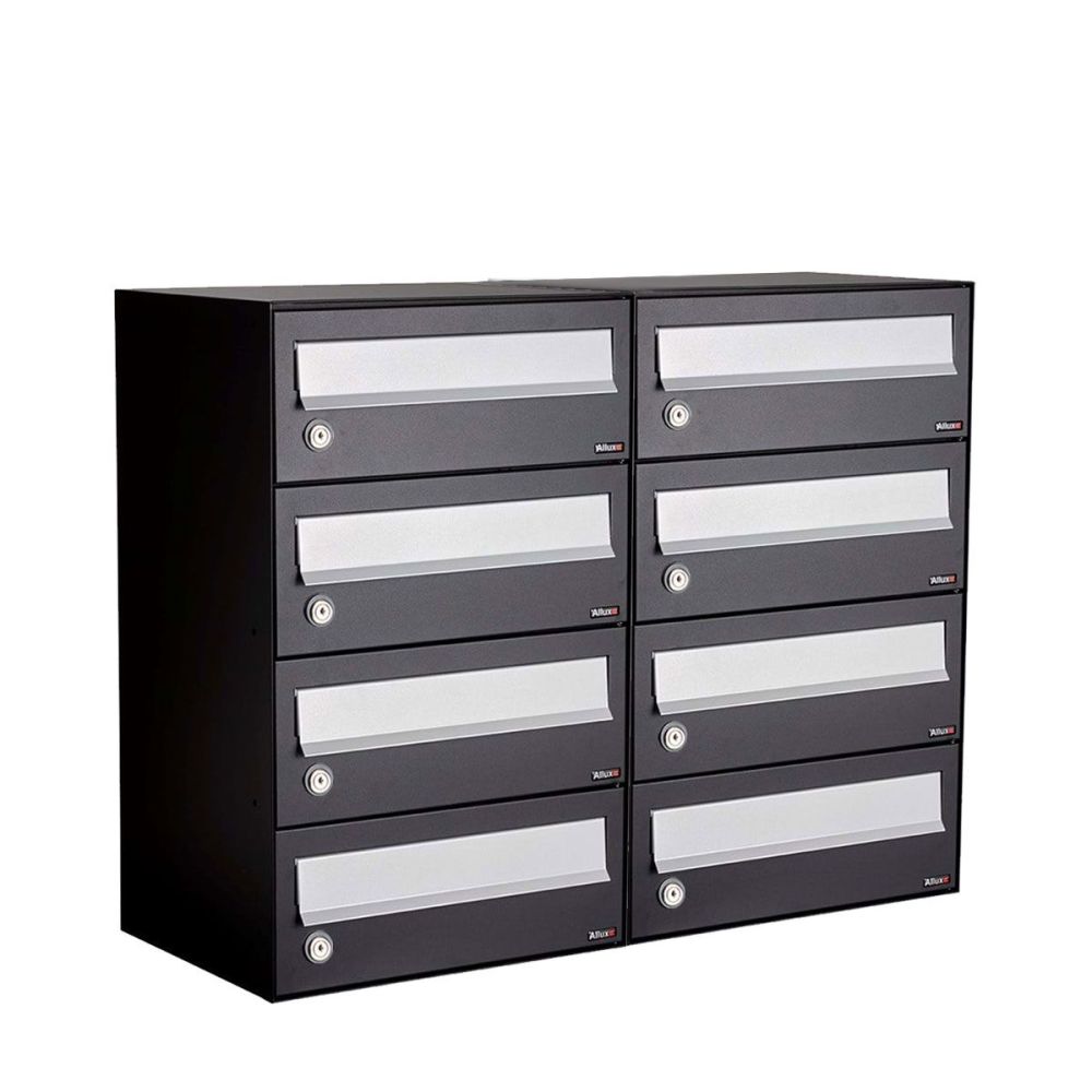 Brievenbusunit Hive set wand 2-breed, 4-hoog - zwart