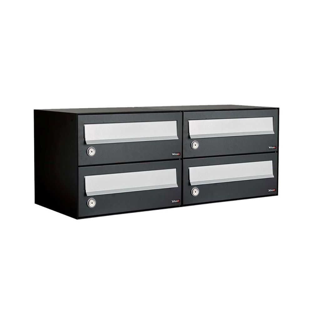 Brievenbusunit Hive set wand 2-breed, 2-hoog - zwart