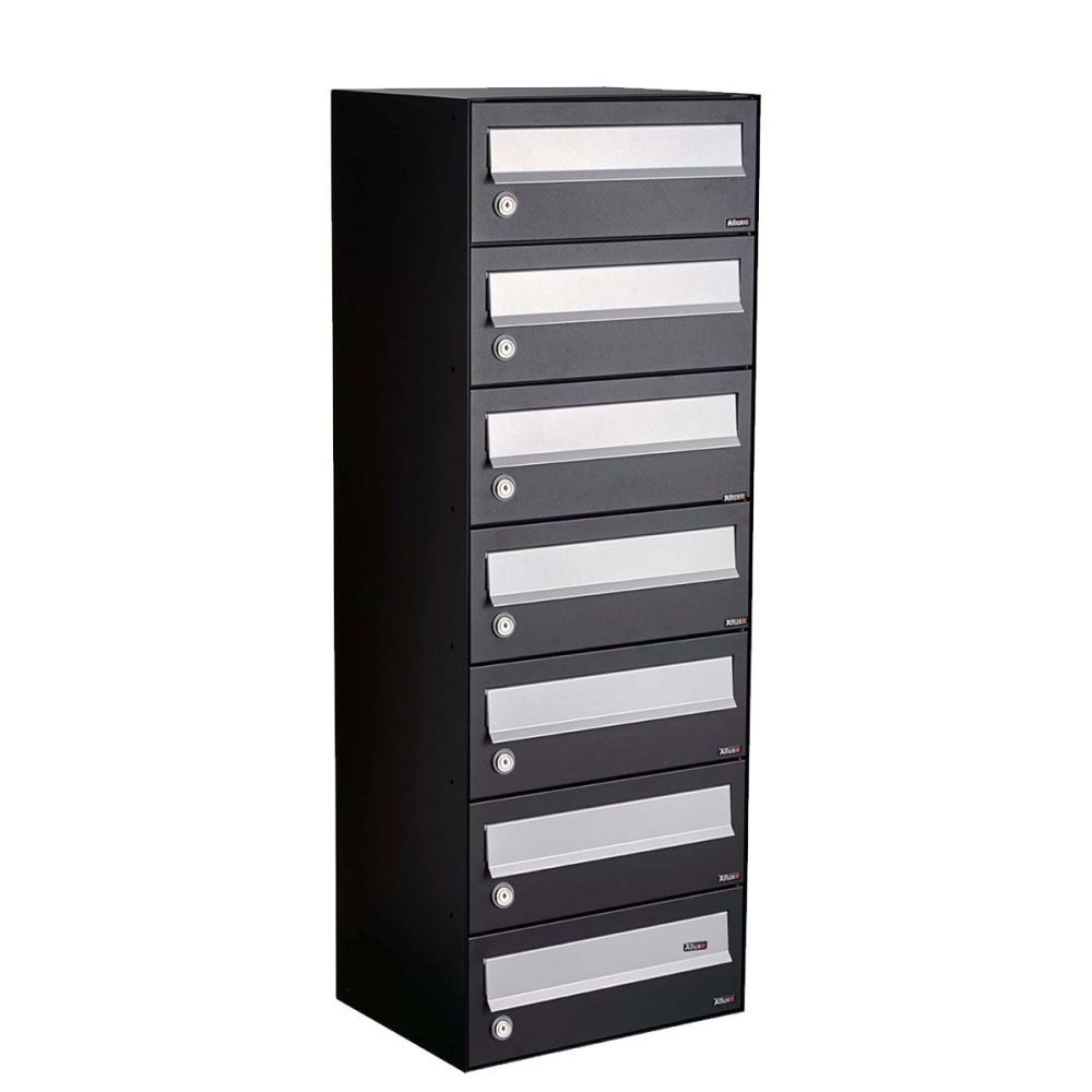 Brievenbusunit Hive set wand 1-breed, 7-hoog - zwart