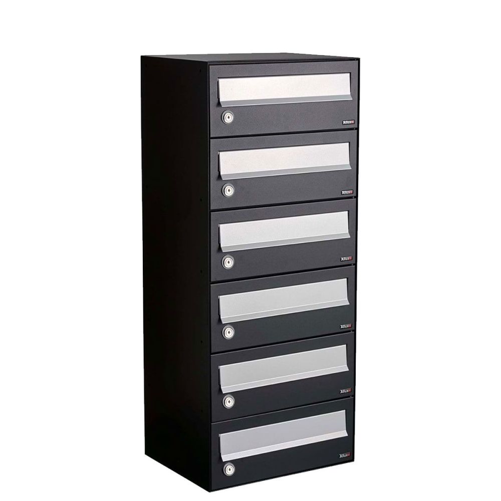 Brievenbusunit Hive set wand 1-breed, 6-hoog - zwart