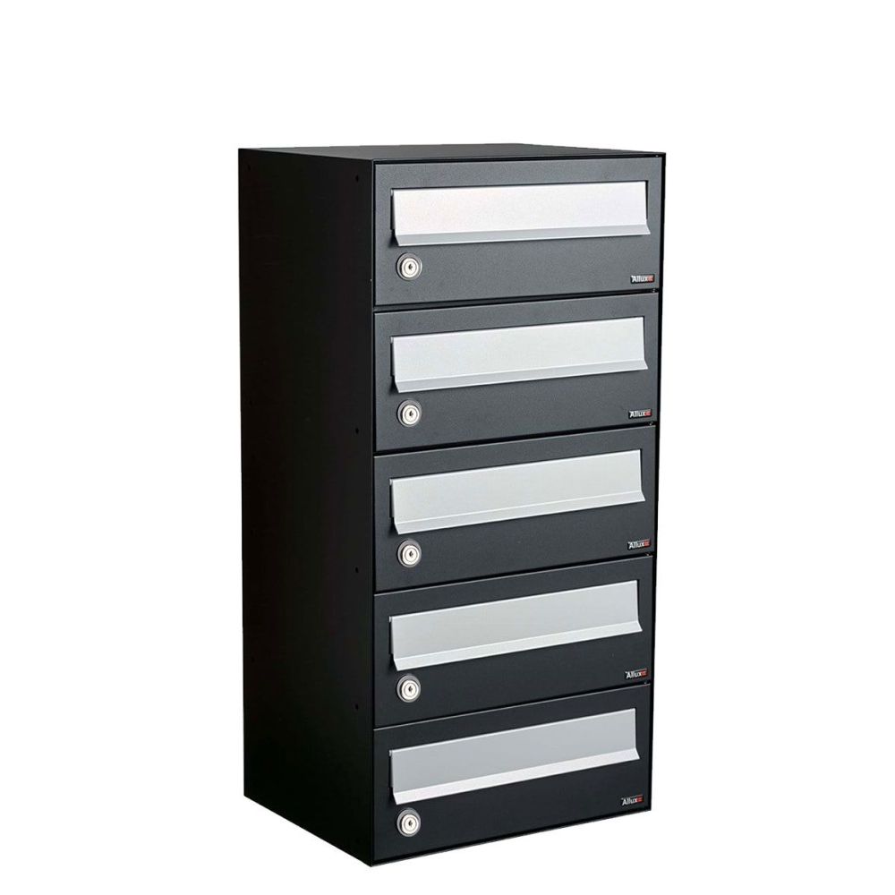 Brievenbusunit Hive set wand 1-breed, 5-hoog - zwart