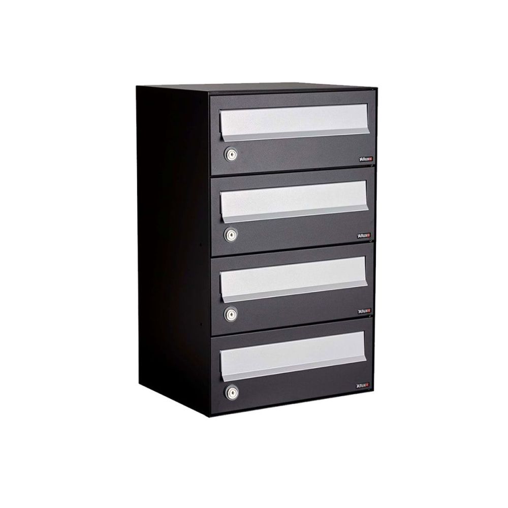 Brievenbusunit Hive set wand 1-breed, 4-hoog - zwart