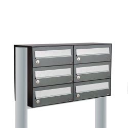 Brievenbusunit Hive set vrijstaand 2-breed, 3-hoog - antraciet