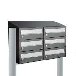 Brievenbusunit Hive set vrijstaand 2-breed, 3-hoog - antraciet