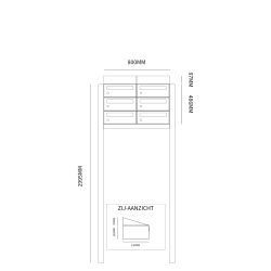 Brievenbusunit Hive set vrijstaand 2-breed, 3-hoog - antraciet