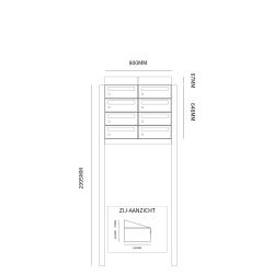 Brievenbusunit Hive set vrijstaand 2-breed, 4-hoog - antraciet