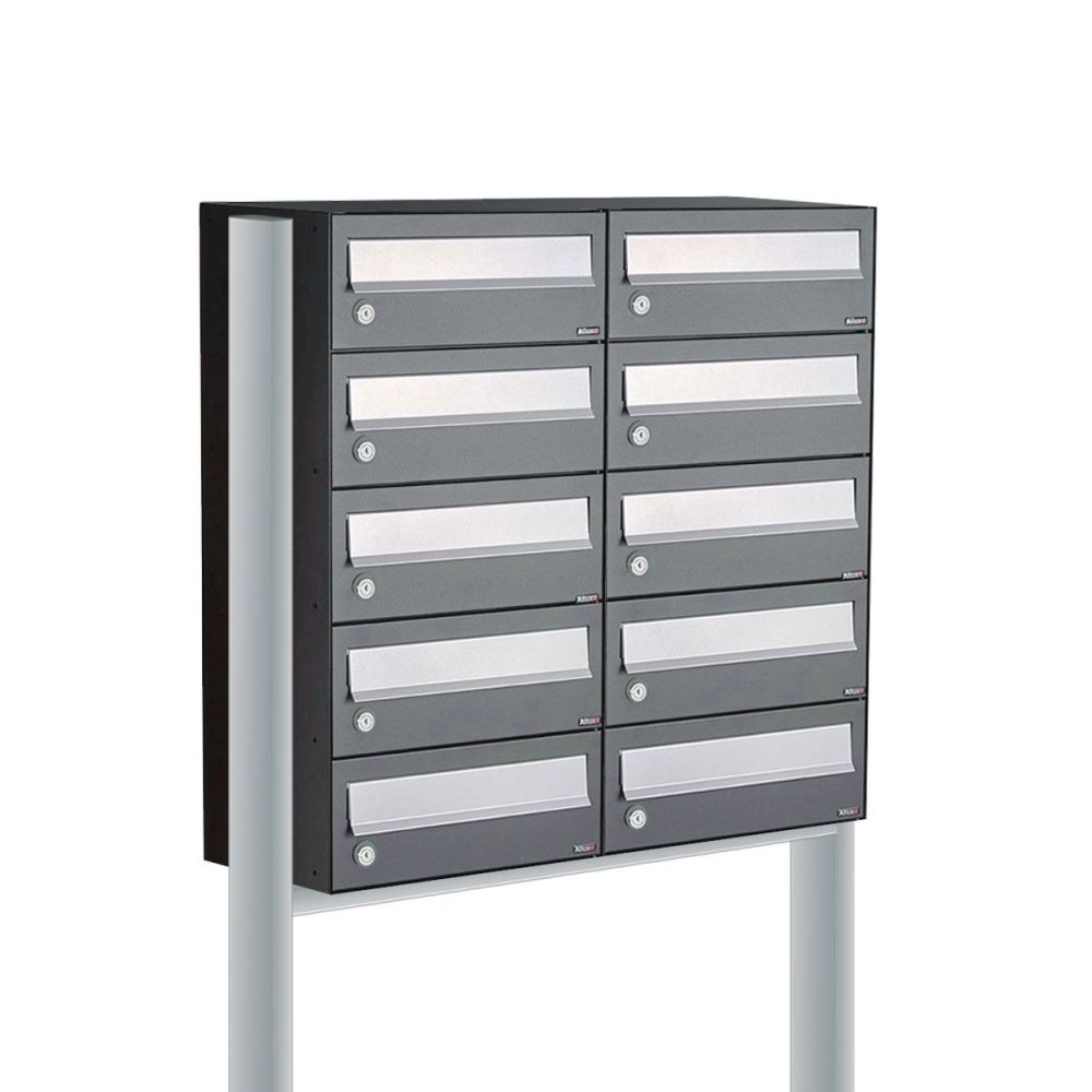 Brievenbusunit Hive set vrijstaand 2-breed, 5-hoog - antraciet