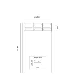 Brievenbusunit Hive set vrijstaand 3-breed, 2-hoog - antraciet