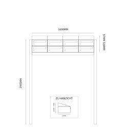 Brievenbusunit Hive set vrijstaand 4-breed, 2-hoog - antraciet