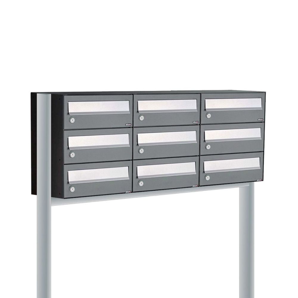 Brievenbusunit Hive set vrijstaand 3-breed, 3-hoog - antraciet