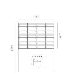 Brievenbusunit Hive set vrijstaand 4-breed, 7-hoog - antraciet