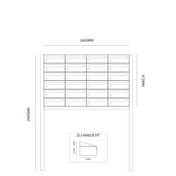 Brievenbusunit Hive set vrijstaand 4-breed, 6-hoog - antraciet
