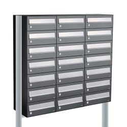 Brievenbusunit Hive set vrijstaand 3-breed, 7-hoog - antraciet
