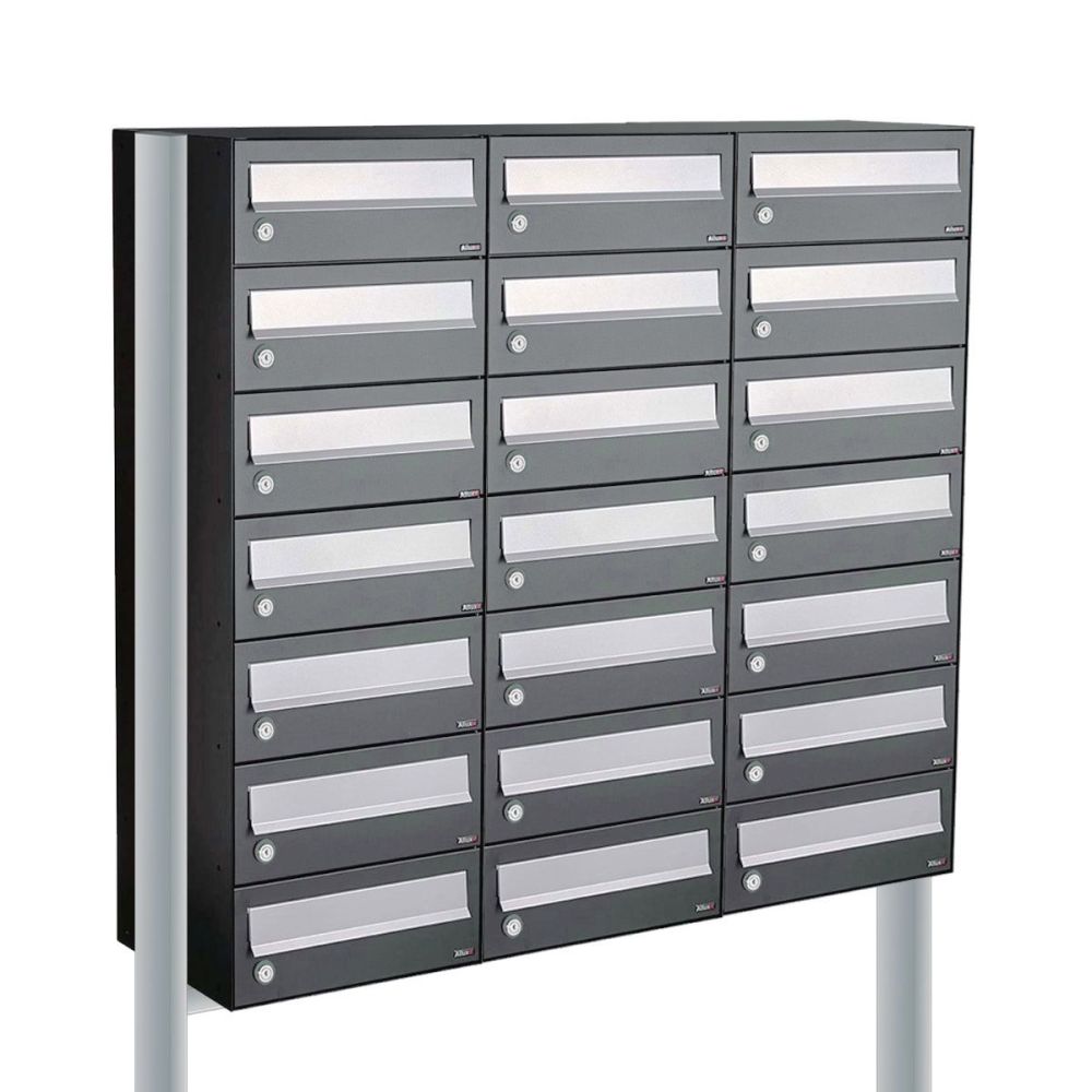 Brievenbusunit Hive set vrijstaand 3-breed, 7-hoog - antraciet