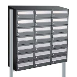 Brievenbusunit Hive set vrijstaand 3-breed, 7-hoog - antraciet