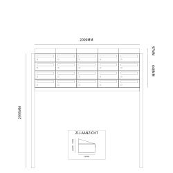 Brievenbusunit Hive set vrijstaand 5-breed, 4-hoog - antraciet
