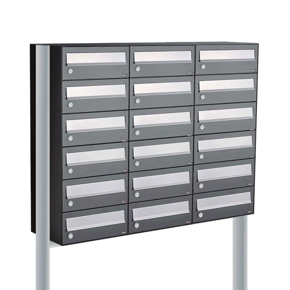 Brievenbusunit Hive set vrijstaand 3-breed, 6-hoog - antraciet