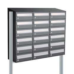 Brievenbusunit Hive set vrijstaand 3-breed, 6-hoog - antraciet