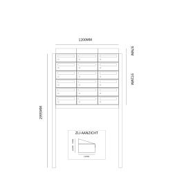 Brievenbusunit Hive set vrijstaand 3-breed, 6-hoog - antraciet