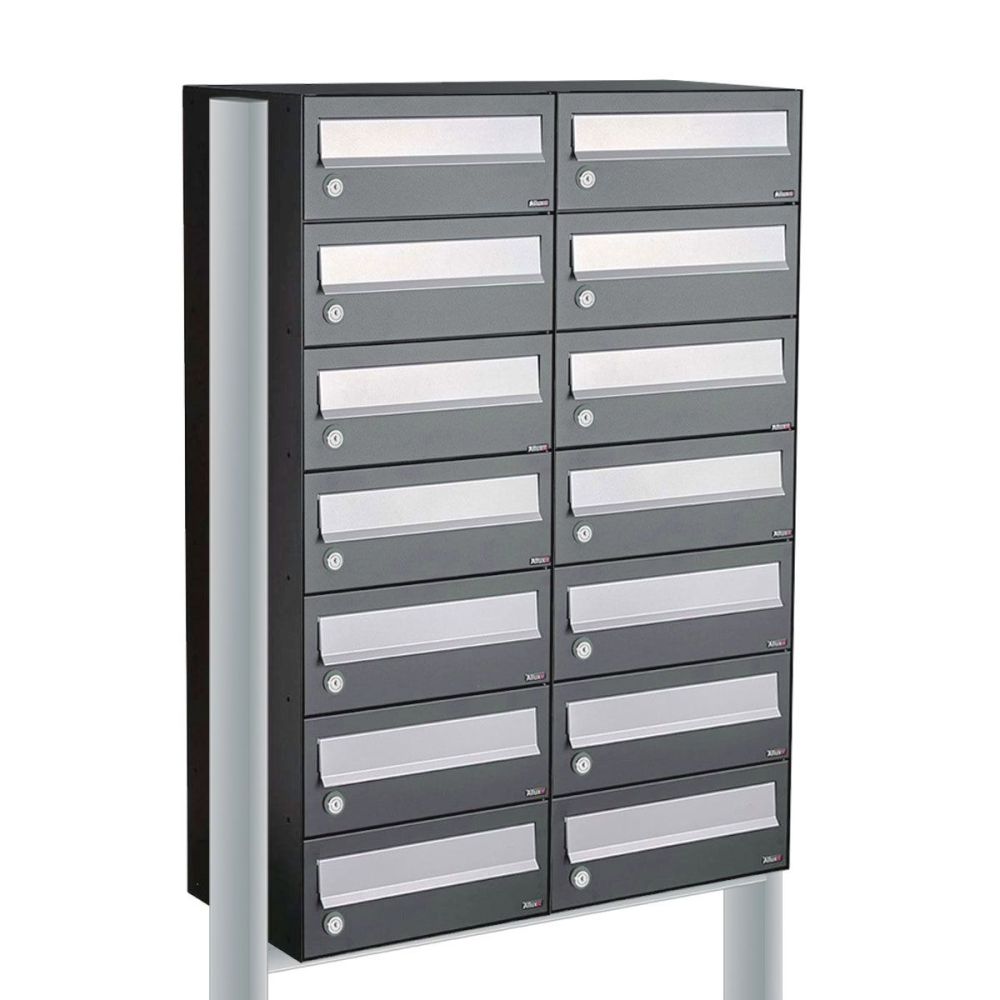 Brievenbusunit Hive set vrijstaand 2-breed, 7-hoog - antraciet