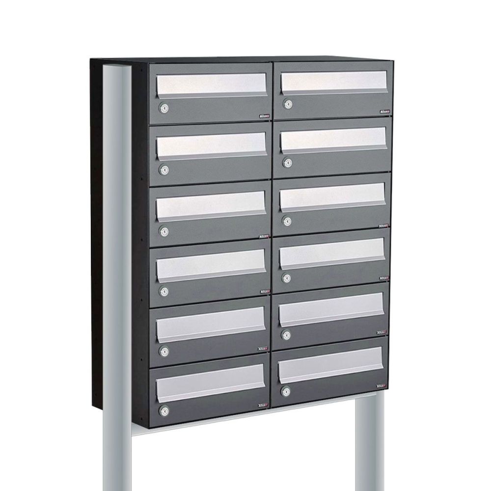 Brievenbusunit Hive set vrijstaand 2-breed, 6-hoog - antraciet