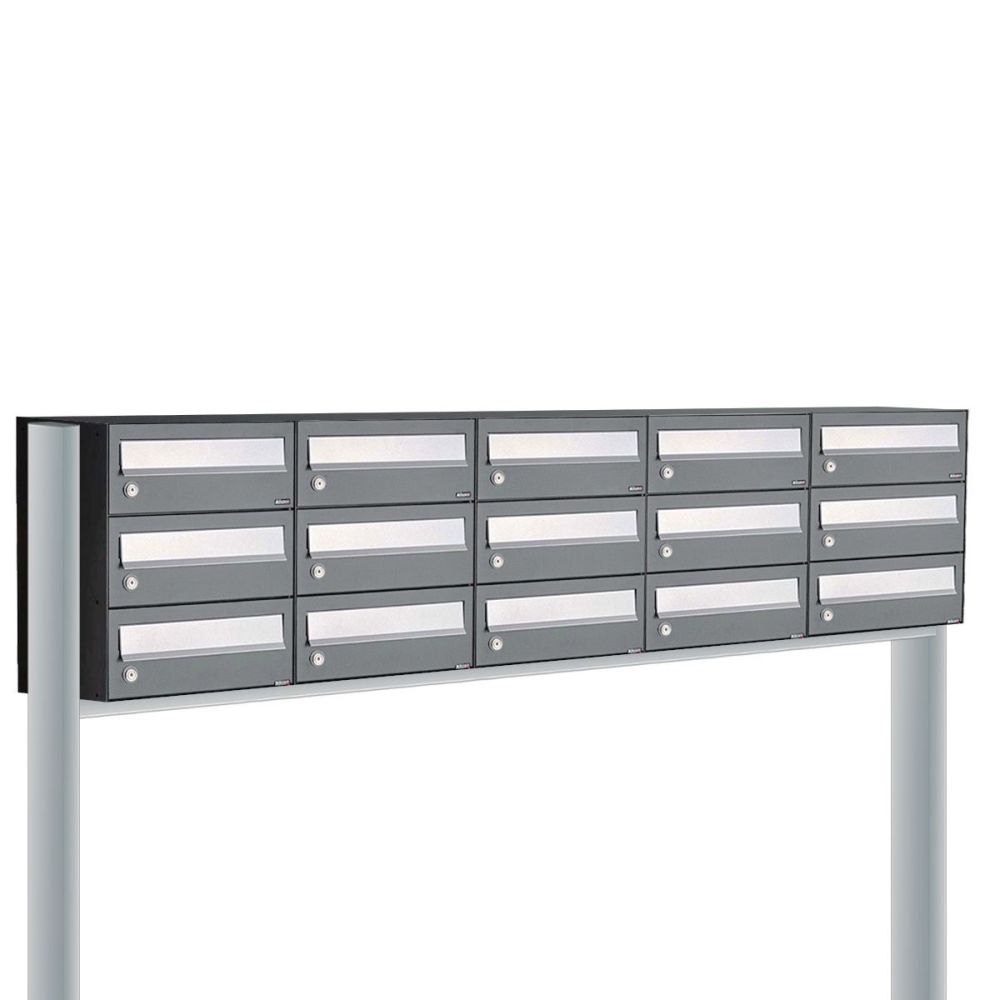 Brievenbusunit Hive set vrijstaand 5-breed, 3-hoog - antraciet