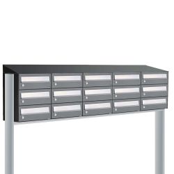 Brievenbusunit Hive set vrijstaand 5-breed, 3-hoog - antraciet