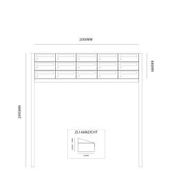 Brievenbusunit Hive set vrijstaand 5-breed, 3-hoog - antraciet