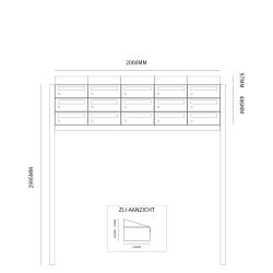 Brievenbusunit Hive set vrijstaand 5-breed, 3-hoog - antraciet