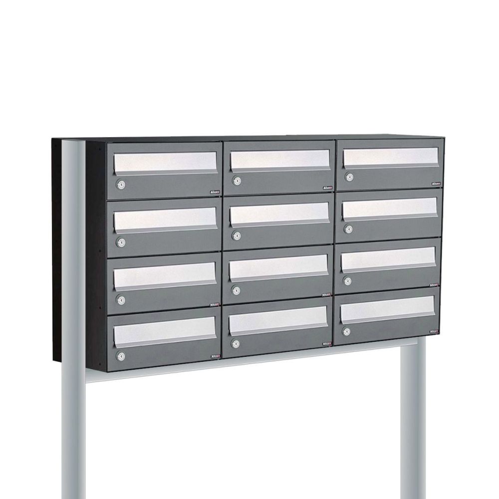Brievenbusunit Hive set vrijstaand 3-breed, 4-hoog - antraciet