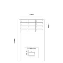 Brievenbusunit Hive set vrijstaand 3-breed, 4-hoog - antraciet