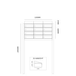 Brievenbusunit Hive set vrijstaand 3-breed, 4-hoog - antraciet