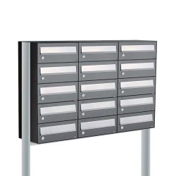 Brievenbusunit Hive set vrijstaand 3-breed, 5-hoog - antraciet