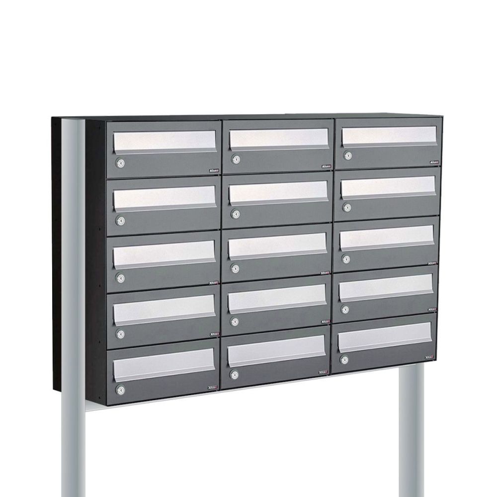 Brievenbusunit Hive set vrijstaand 3-breed, 5-hoog - antraciet