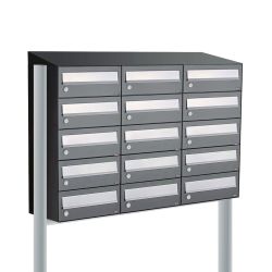 Brievenbusunit Hive set vrijstaand 3-breed, 5-hoog - antraciet