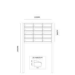 Brievenbusunit Hive set vrijstaand 3-breed, 5-hoog - antraciet